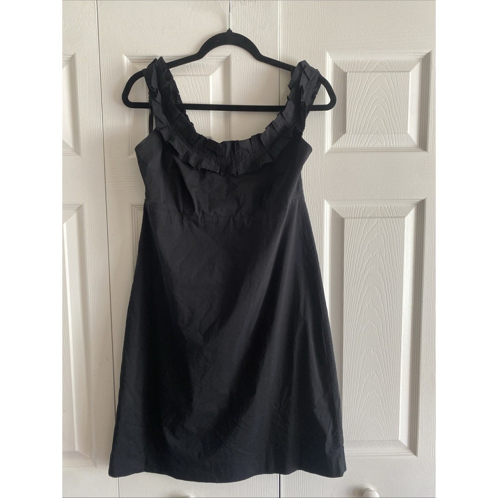 Banana Republic Ruffle Sheath Dress Womens Size‎ 8 Black Cocktail Cotton Blend